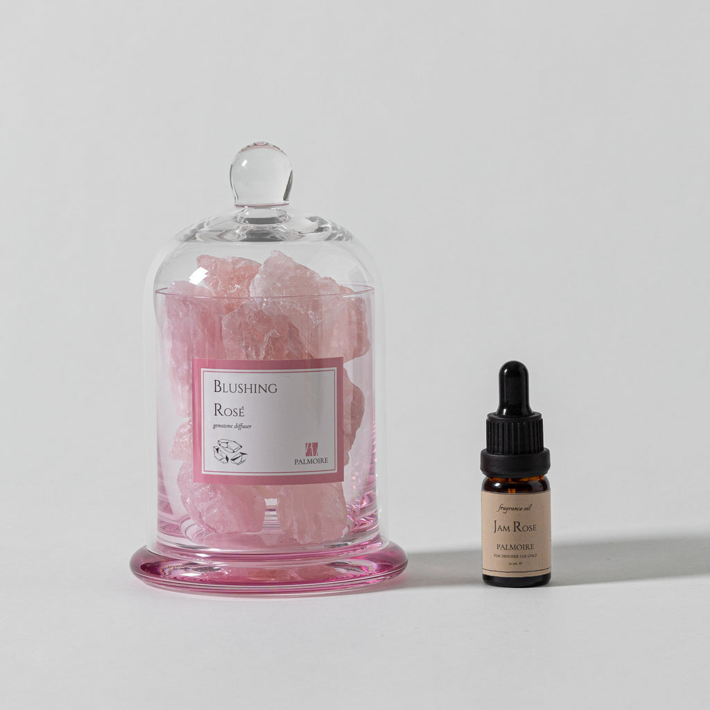 Blushing Rosé Gemstone Diffuser & Jam Rose Fragrance Oil