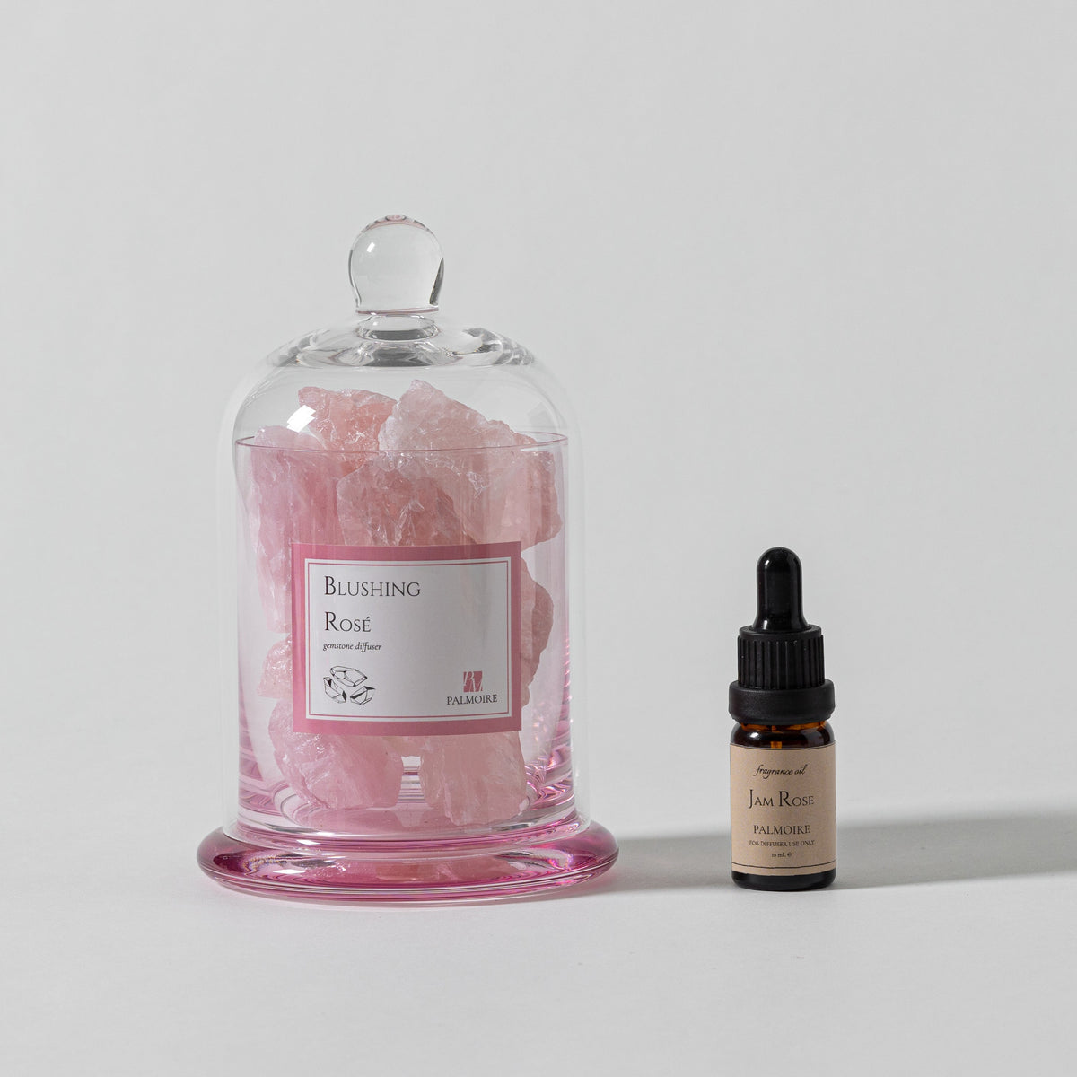 Blushing Rosé Gemstone Diffuser & Jam Rose Fragrance Oil