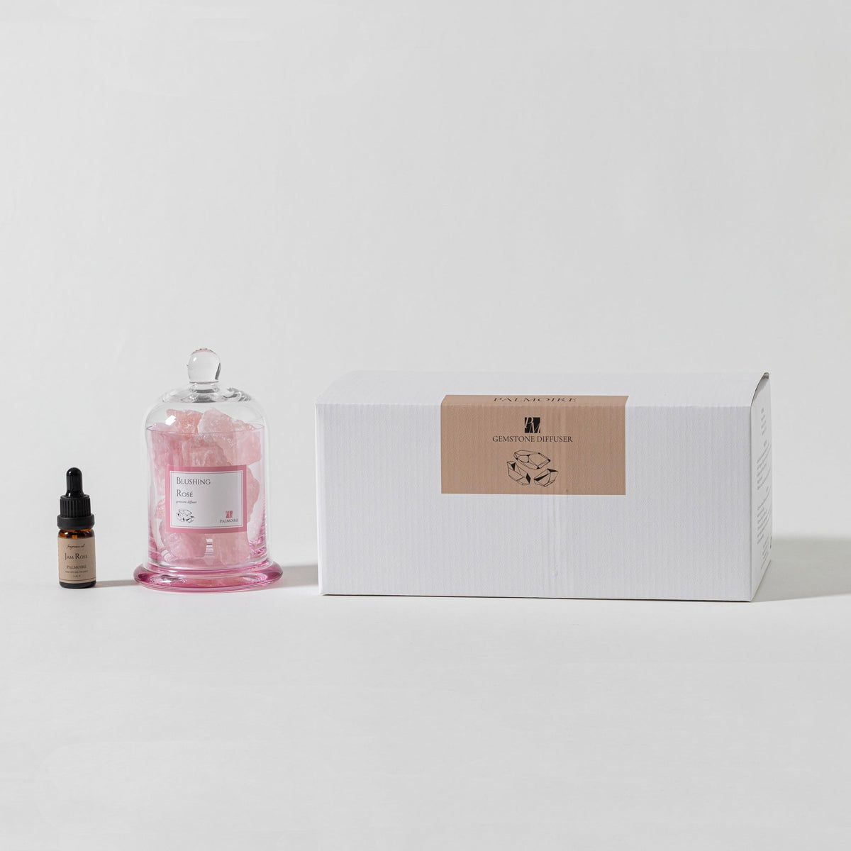 Blushing Rosé Gemstone Diffuser & Jam Rose Fragrance Oil