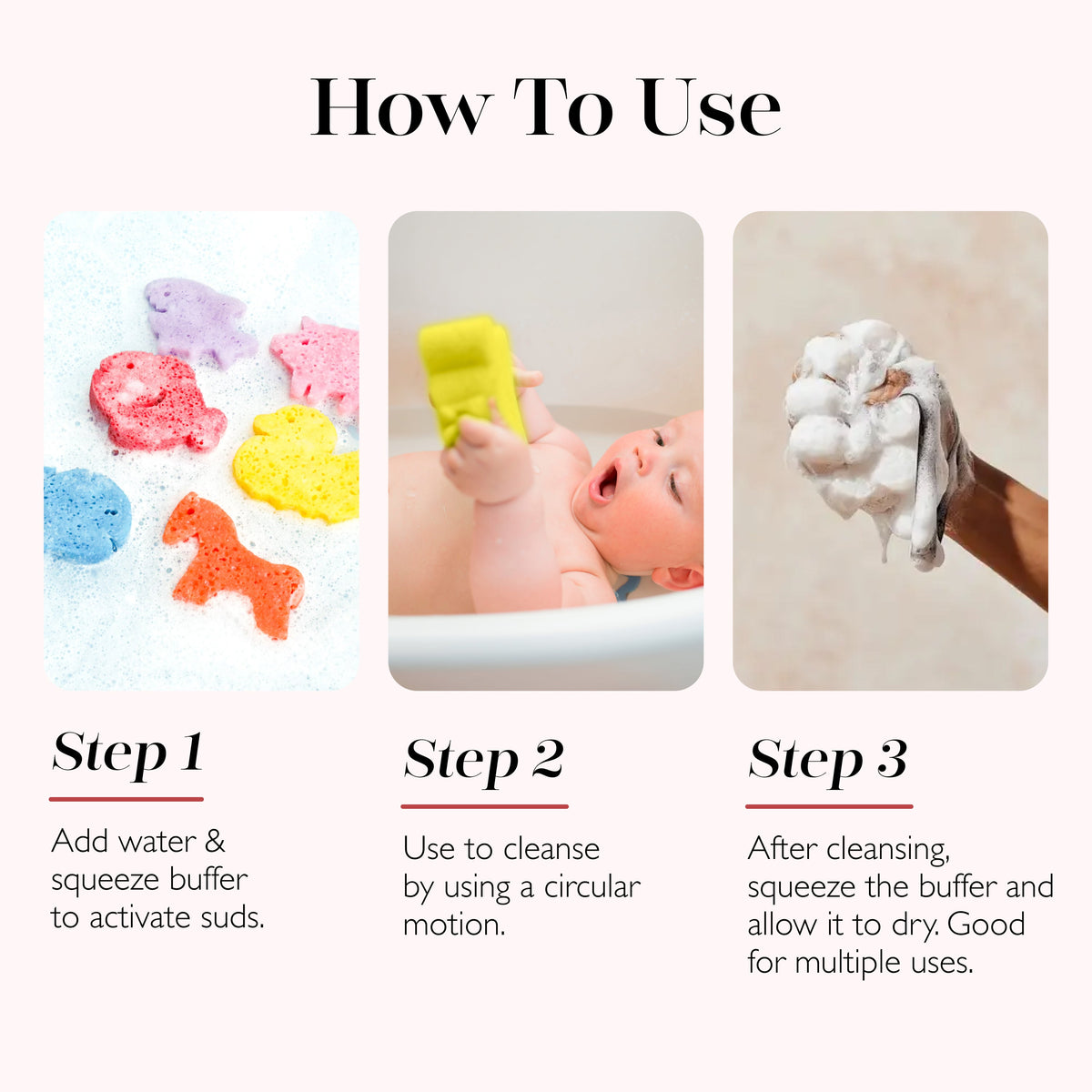 Eco Animals Kids’ Body Wash Buffers | 3-Piece Set