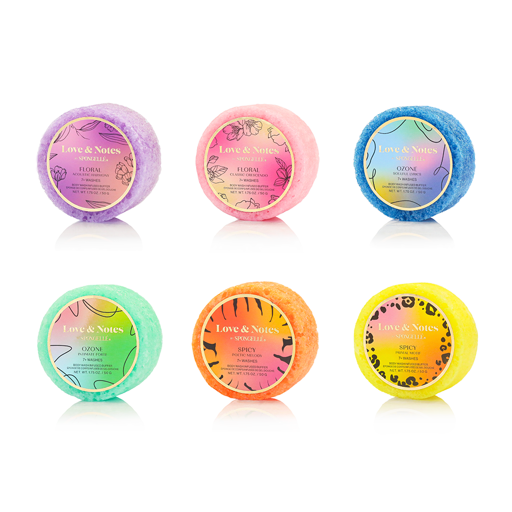 Love & Notes Travel Body Buffers | 6-Piece Spongette Set