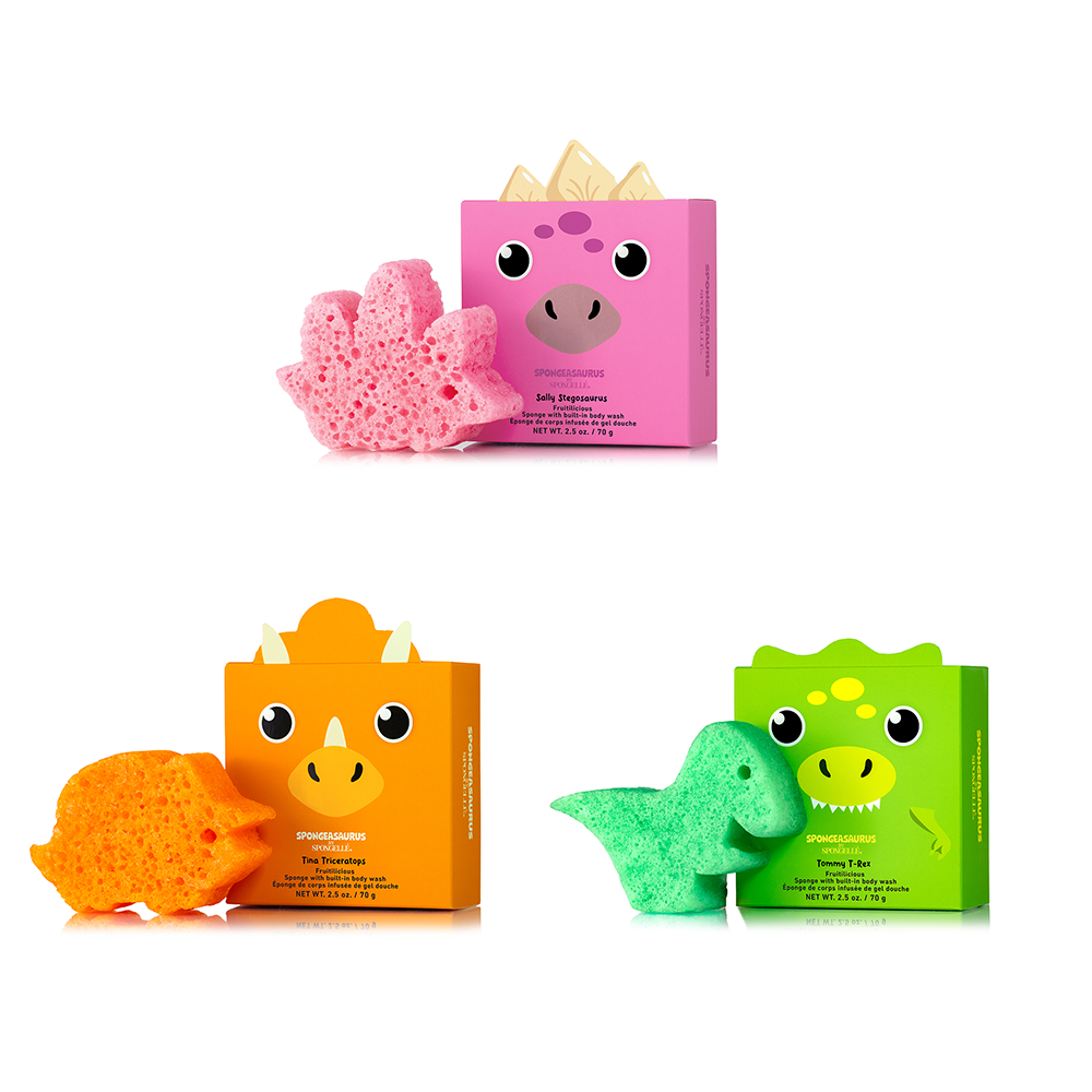 Spongeasaurus Dinosaur Body Wash Buffers | 3-Piece Set