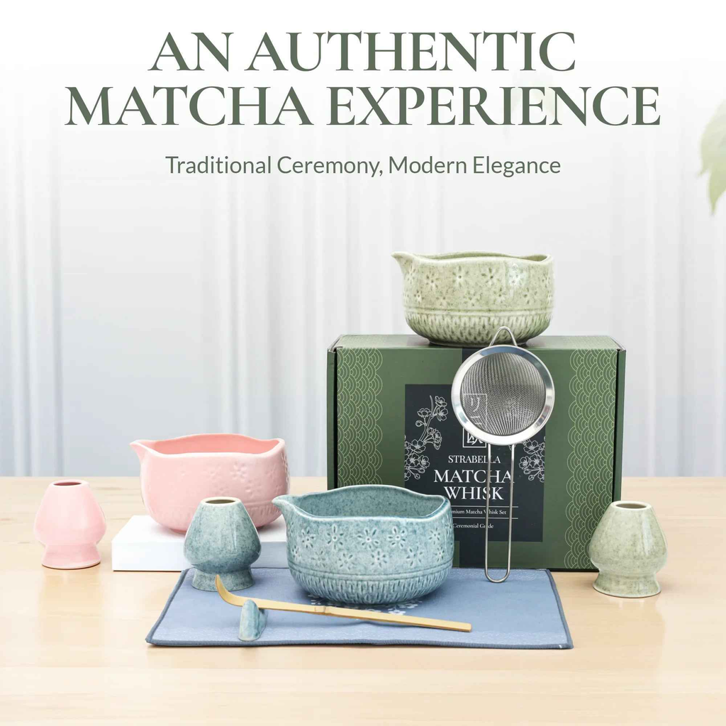 7-Piece Matcha Whisk & Ceramic Bowl Gift Set