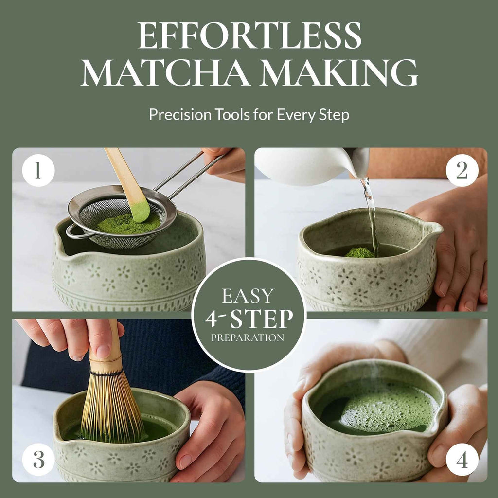 7-Piece Matcha Whisk & Ceramic Bowl Gift Set