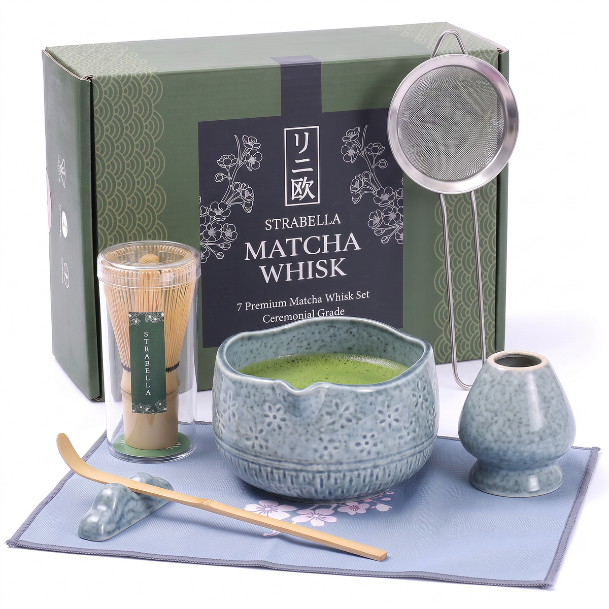 7-Piece Matcha Whisk & Ceramic Bowl Gift Set