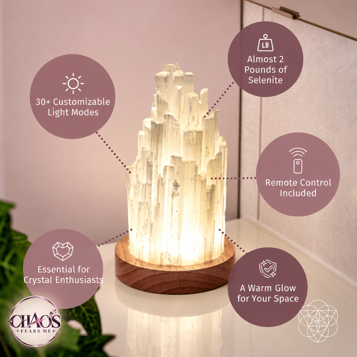 Evening Reset Selenite Lamp