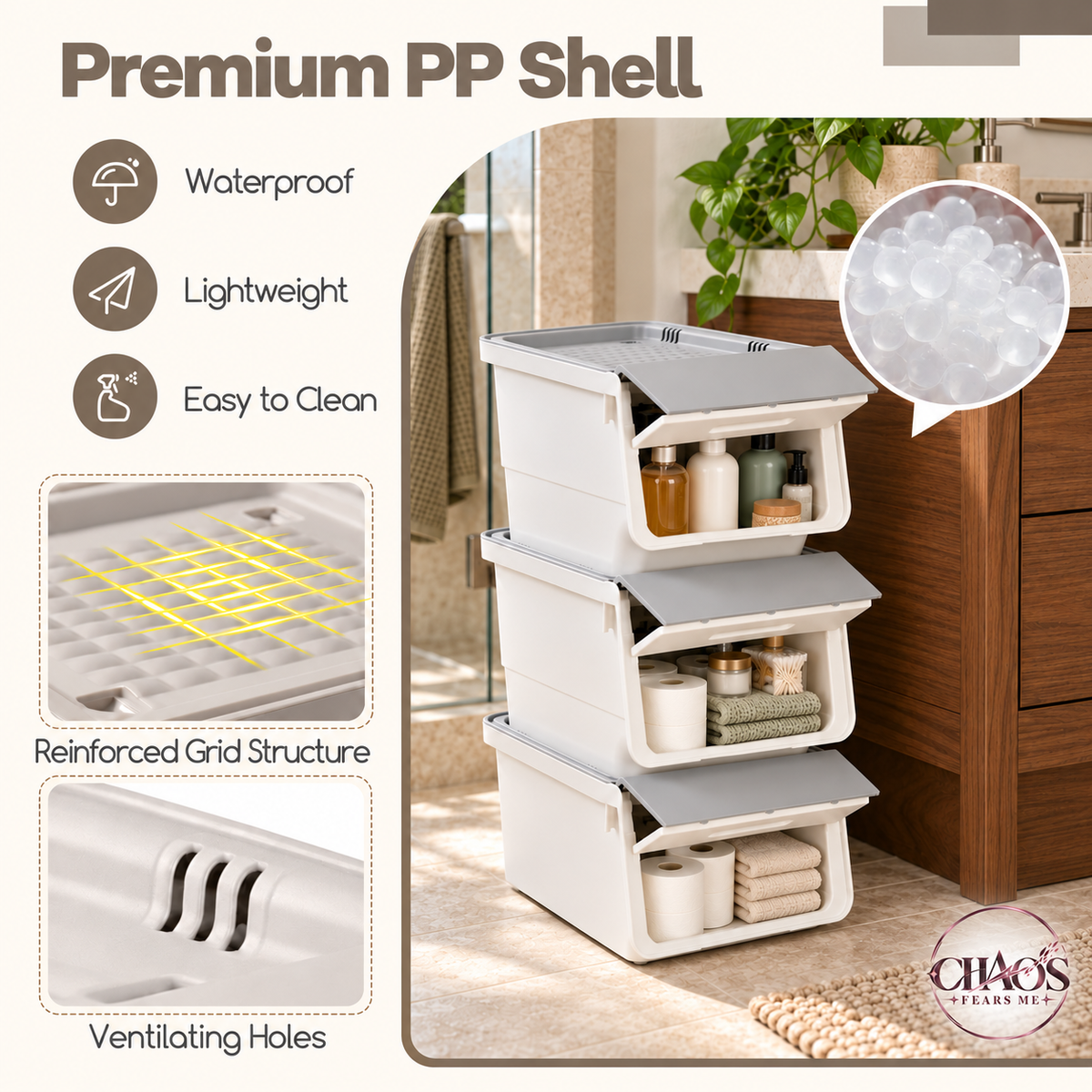 Stackable Storage Bins with Front-Opening Lids — 12.5 QT Small (Set of 3)