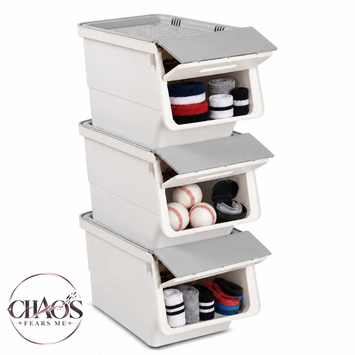 Stackable Storage Bins with Front-Opening Lids — 12.5 QT Small (Set of 3)