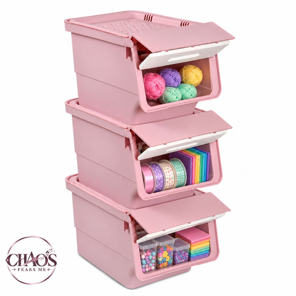 Stackable Storage Bins with Front-Opening Lids — 12.5 QT Small (Set of 3)