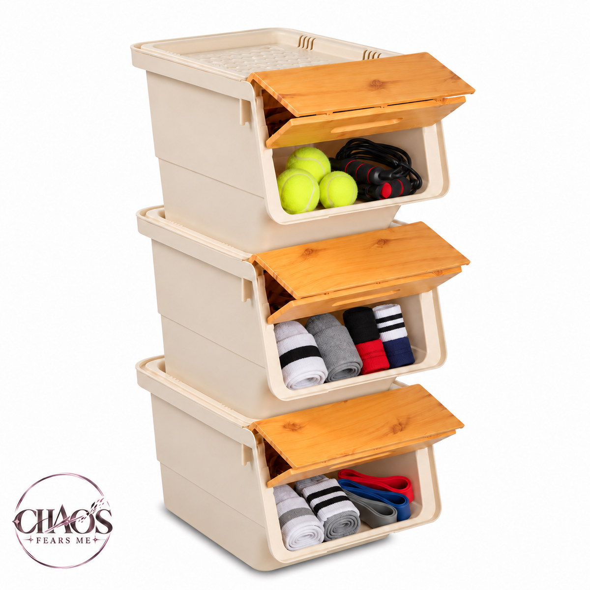 Stackable Storage Bins with Front-Opening Lids — 12.5 QT Small (Set of 3)