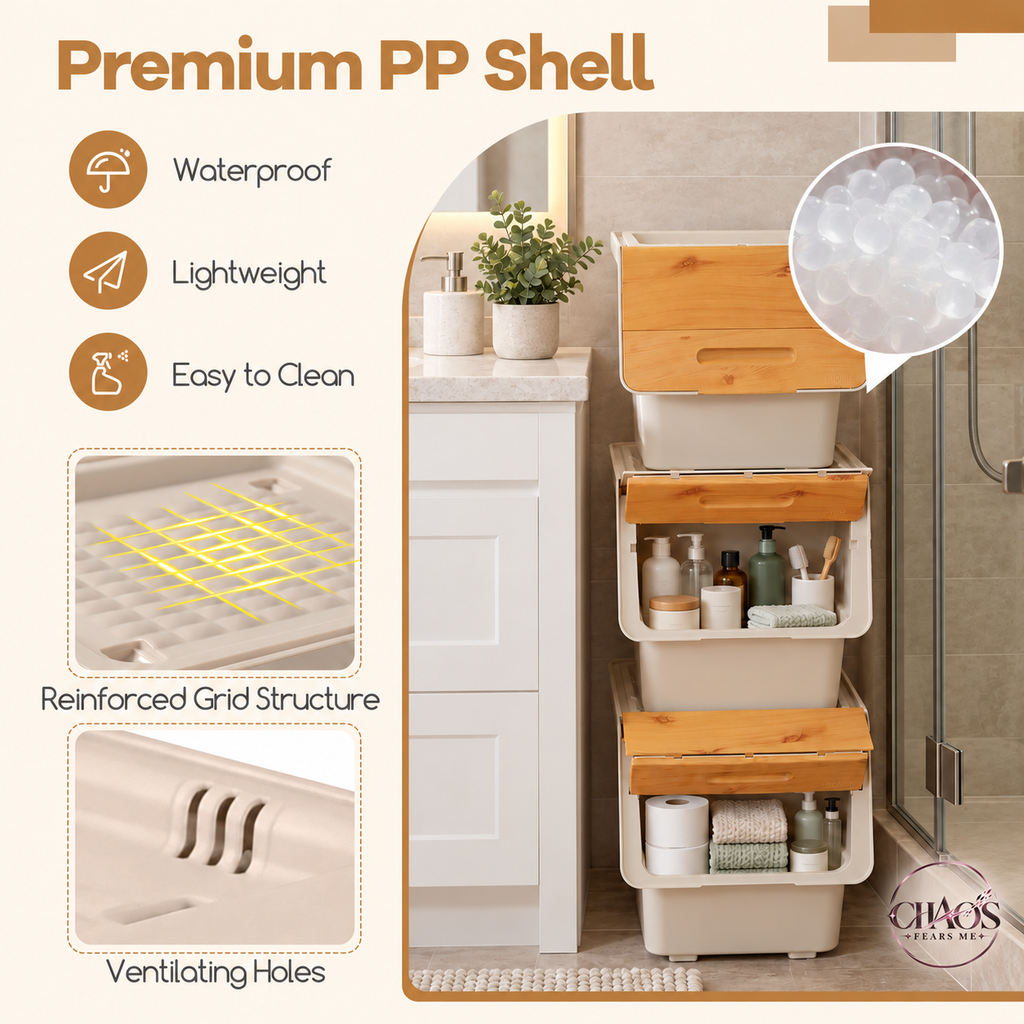Stackable Storage Bins with Front-Opening Lids — 35 QT Medium (Set of 3)