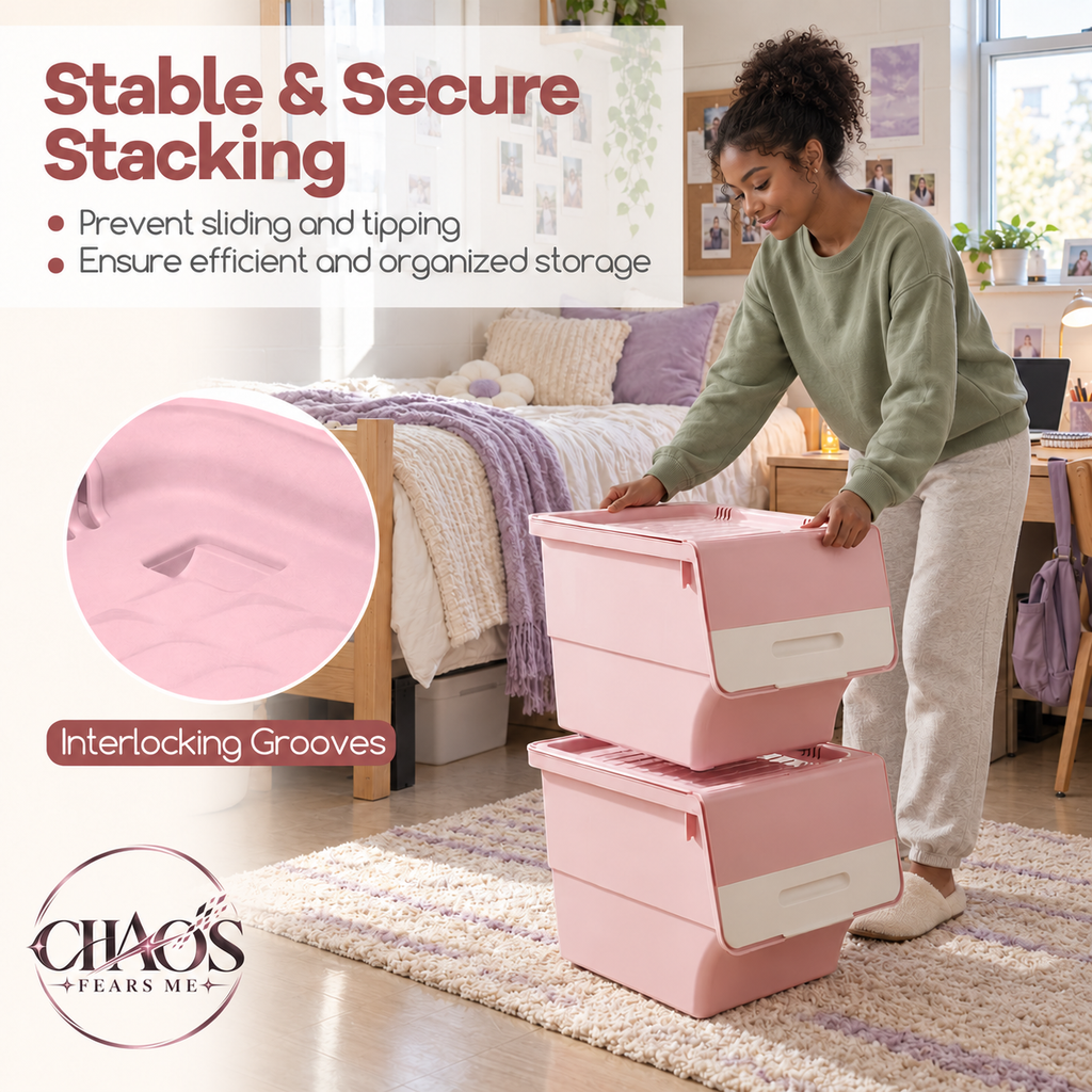 Stackable Storage Bins with Front-Opening Lids — 35 QT Medium (Set of 3)