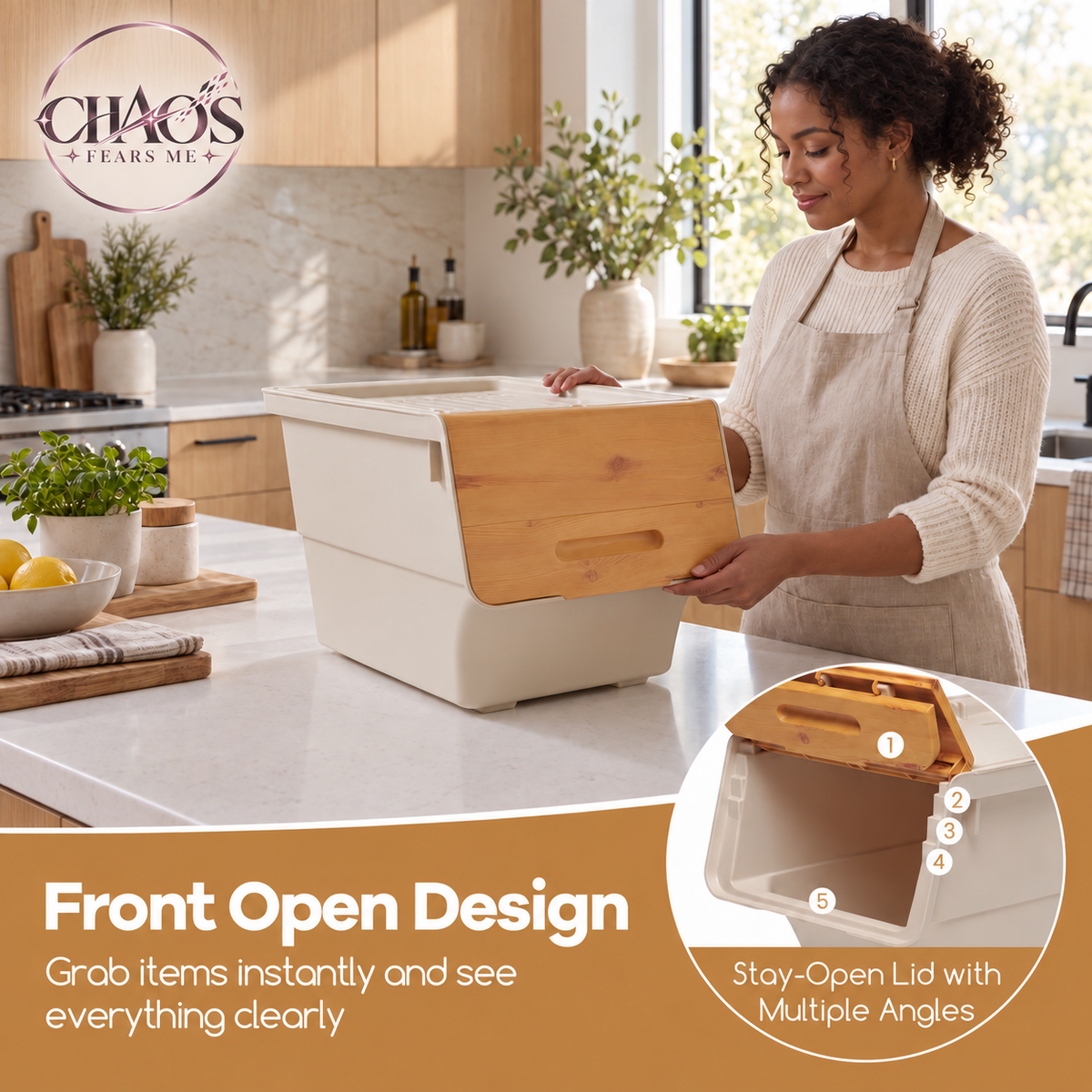 Stackable Storage Bins with Front-Opening Lids — 35 QT Medium (Set of 3)