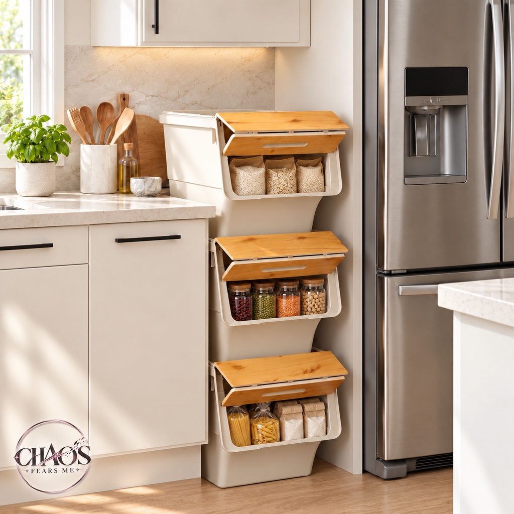 Stackable Storage Bins with Front-Opening Lids — 35 QT Medium (Set of 3)