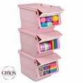 Stackable Storage Bins with Front-Opening Lids — 35 QT Medium (Set of 3)