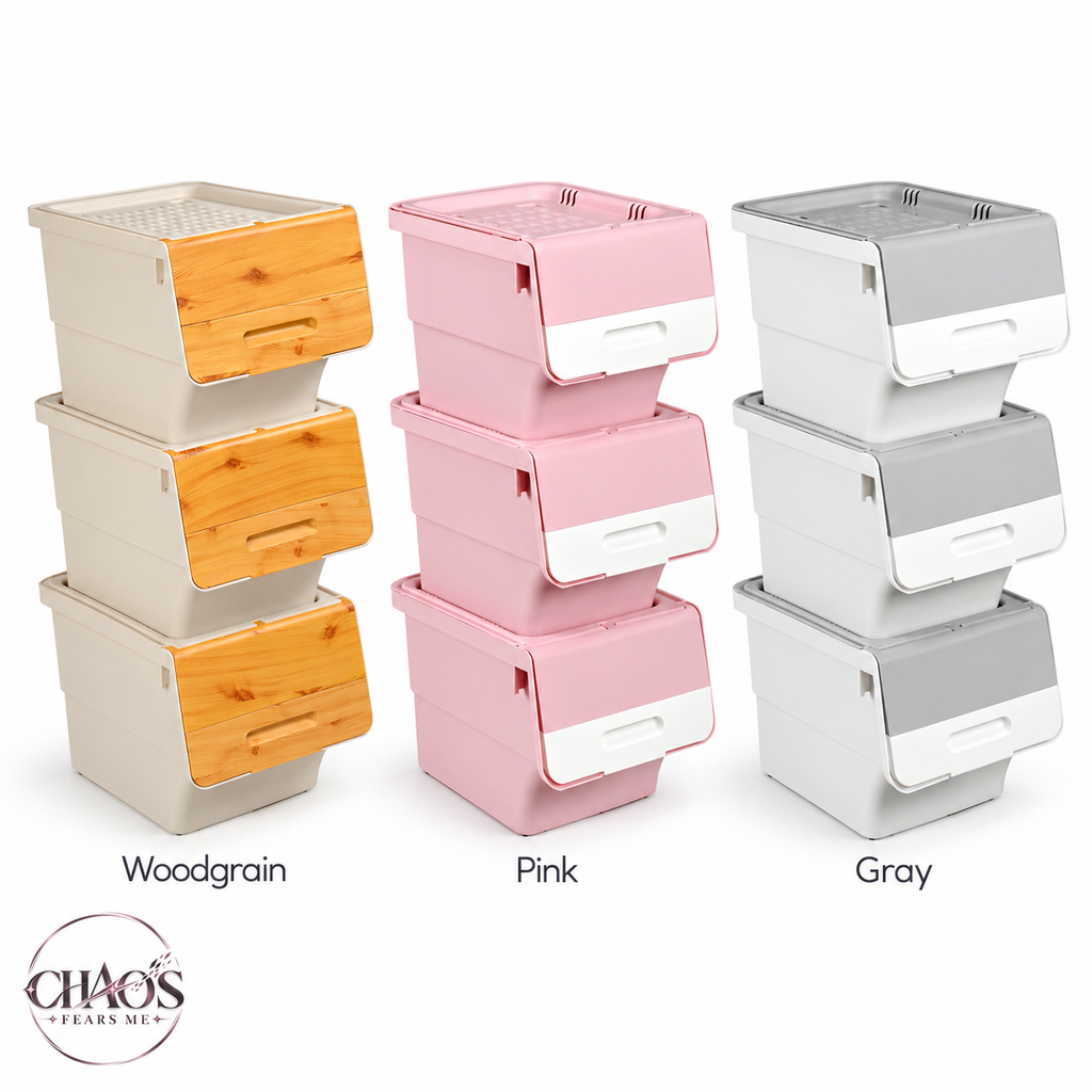 Stackable Storage Bins with Front-Opening Lids — 35 QT Medium (Set of 3)