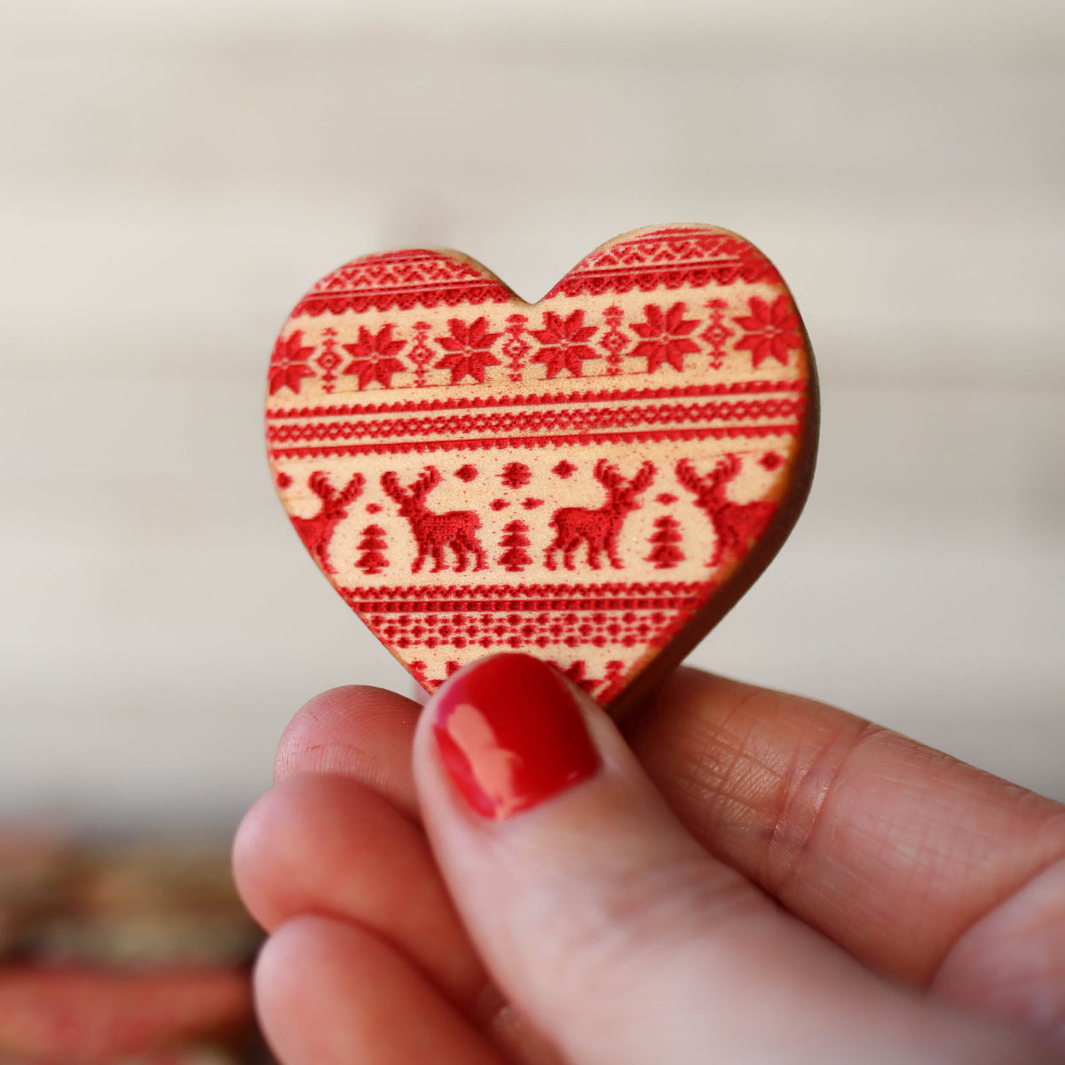 Engraved Wooden Christmas Hearts | Set of 6