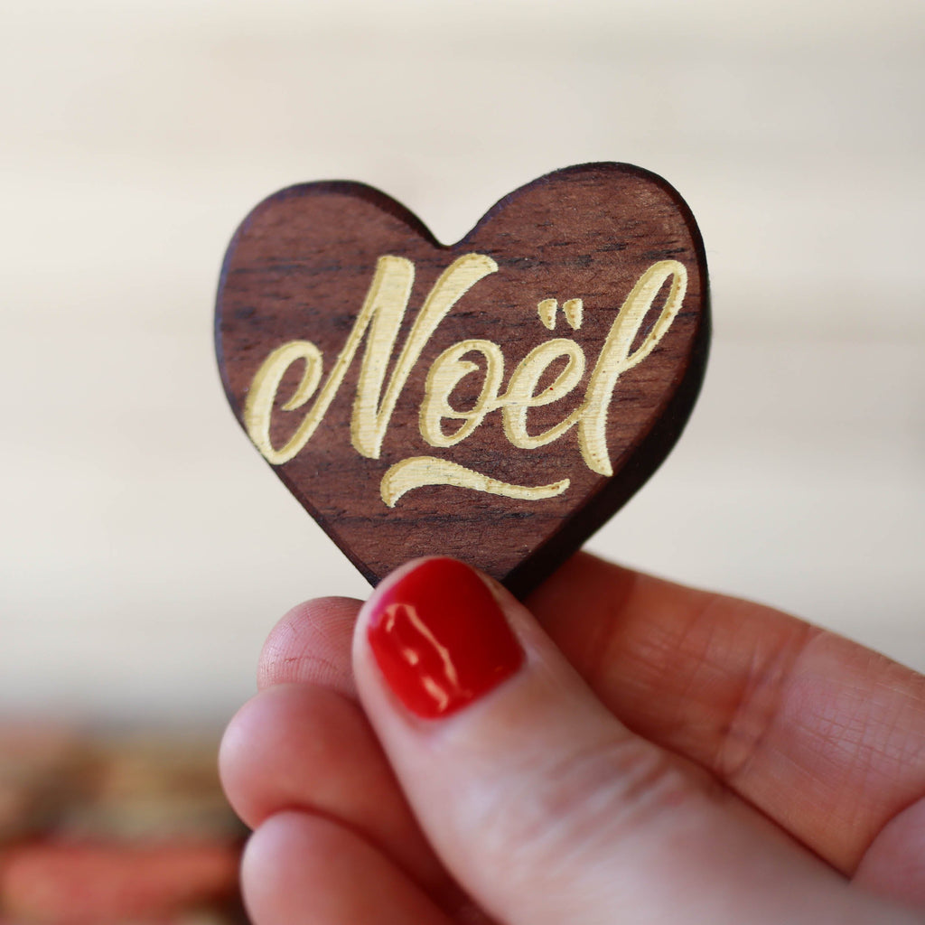 Engraved Wooden Christmas Hearts | Set of 6