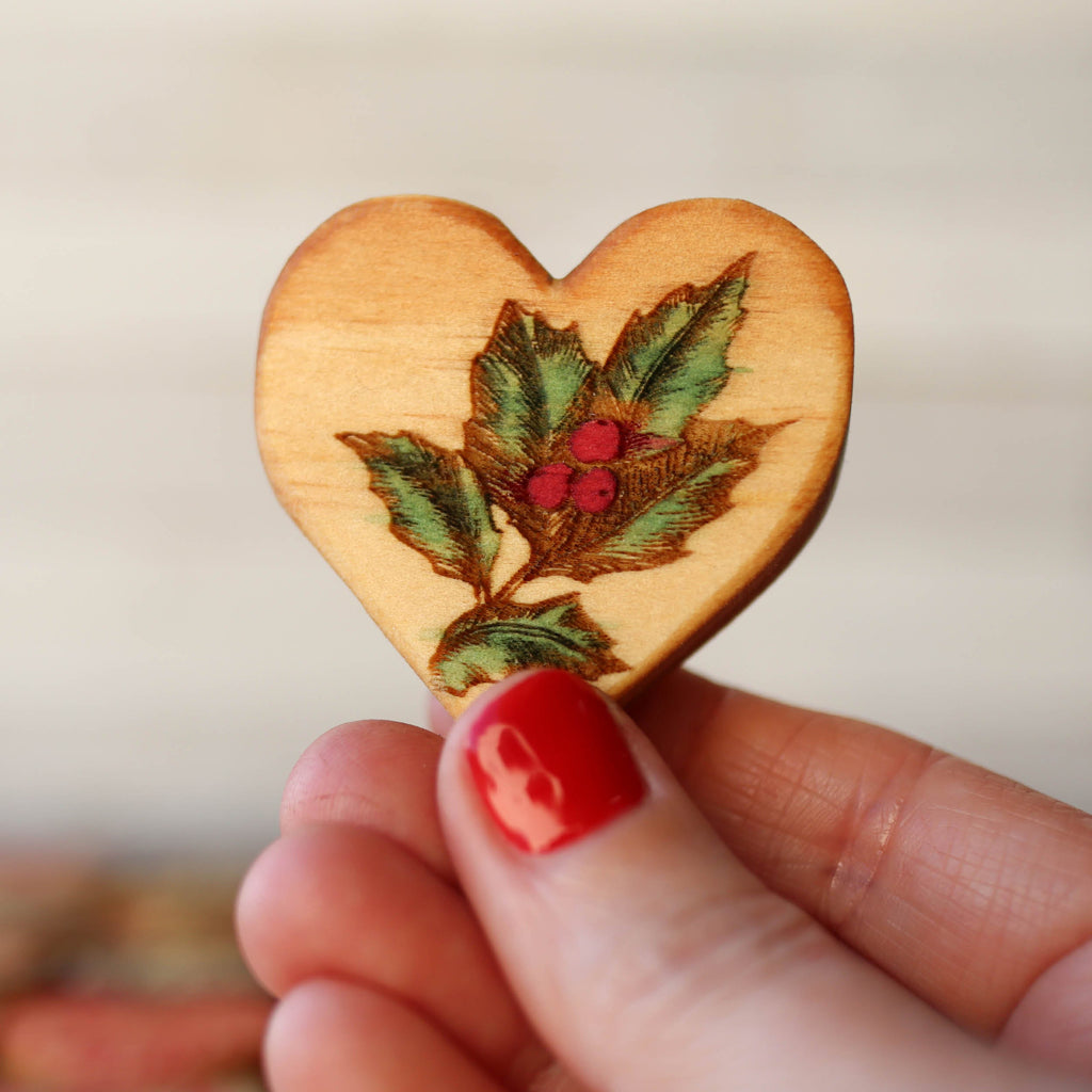 Engraved Wooden Christmas Hearts | Set of 6