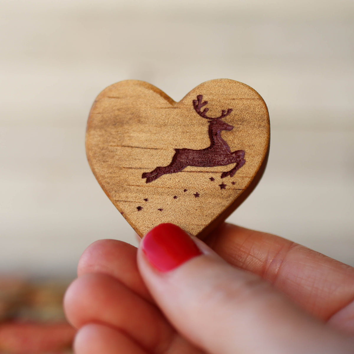 Engraved Wooden Christmas Hearts | Set of 6