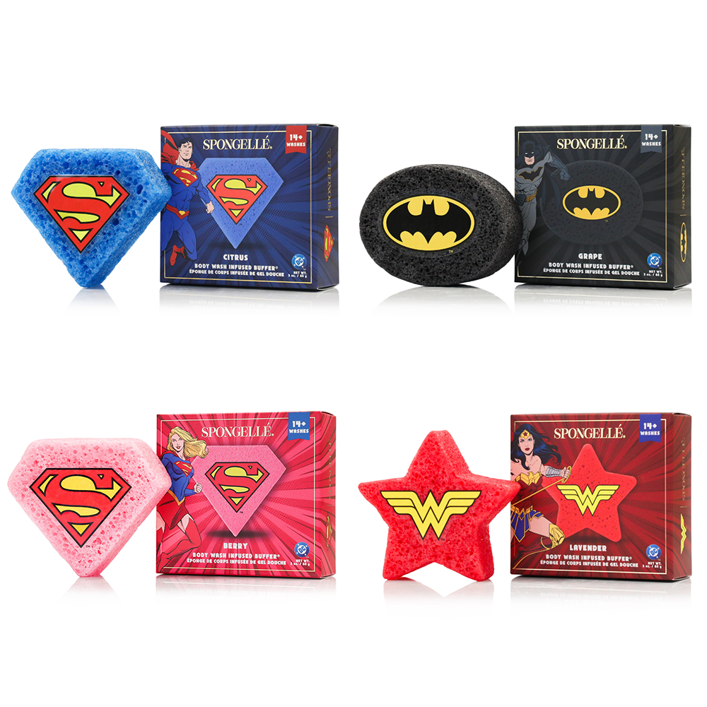 DC Superhero Body Wash Buffers | 4-Piece Set
