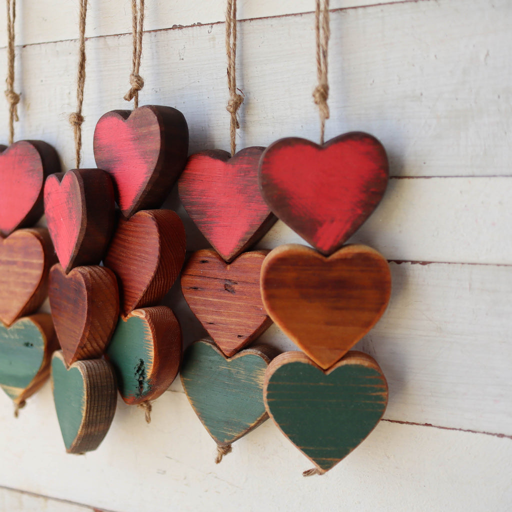 Christmas Wooden Heartstrings | Three Connected Hearts