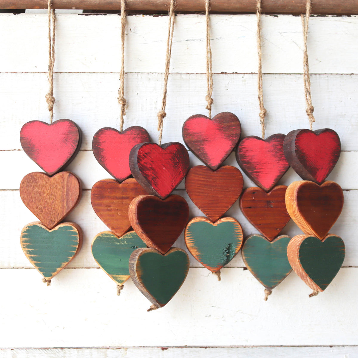 Christmas Wooden Heartstrings | Three Connected Hearts