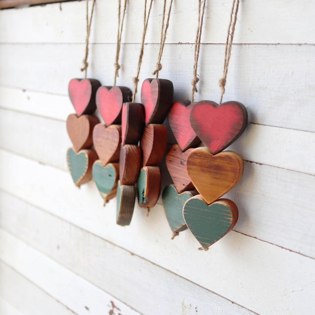 Christmas Wooden Heartstrings | Three Connected Hearts