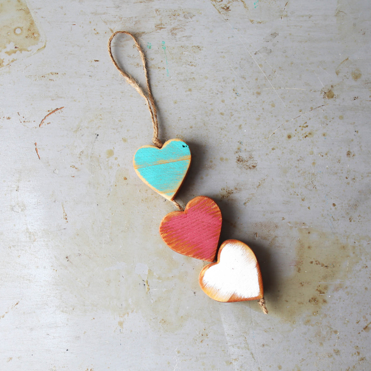 Christmas Wooden Heartstrings | Three Connected Hearts