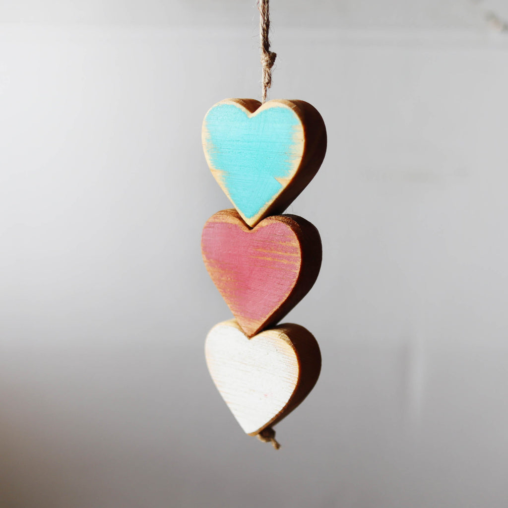 Christmas Wooden Heartstrings | Three Connected Hearts