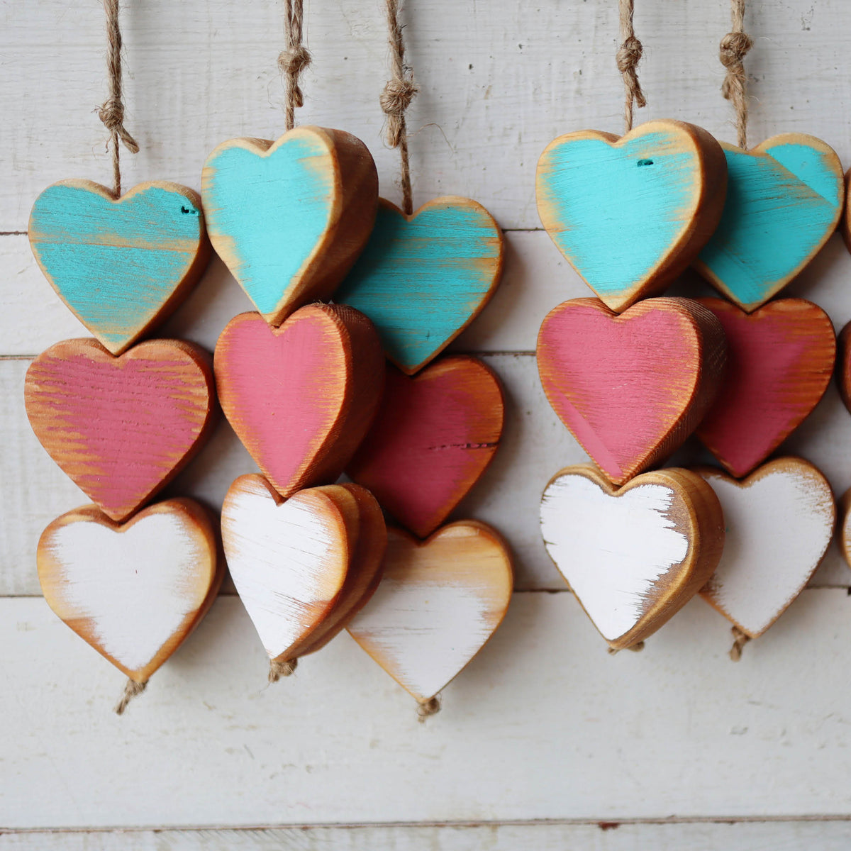 Christmas Wooden Heartstrings | Three Connected Hearts