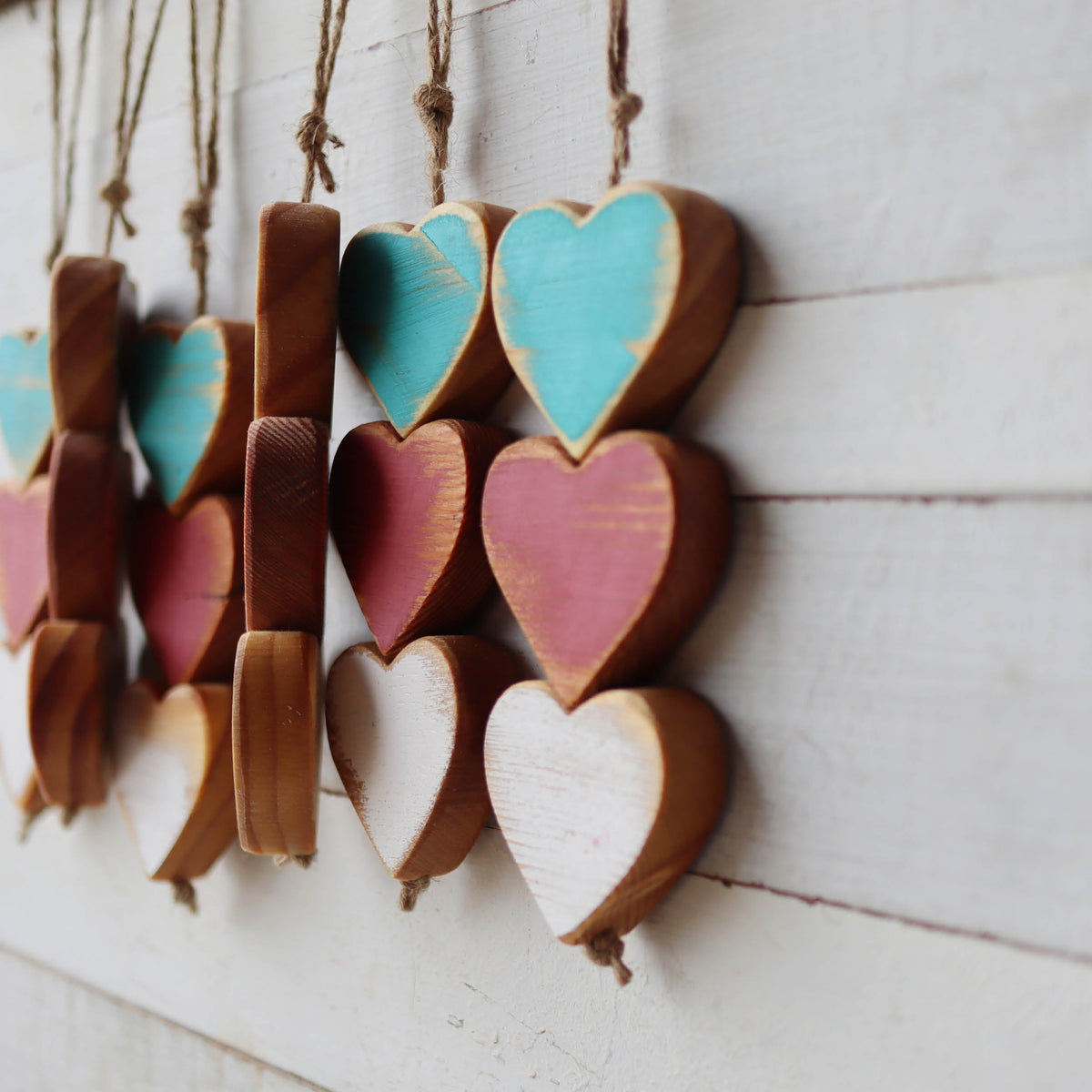 Christmas Wooden Heartstrings | Three Connected Hearts