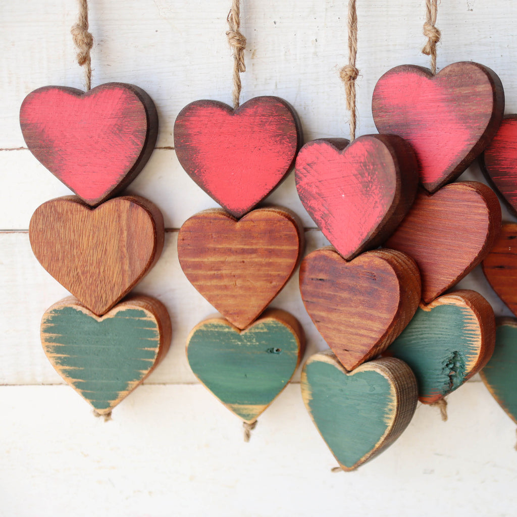 Christmas Wooden Heartstrings | Three Connected Hearts