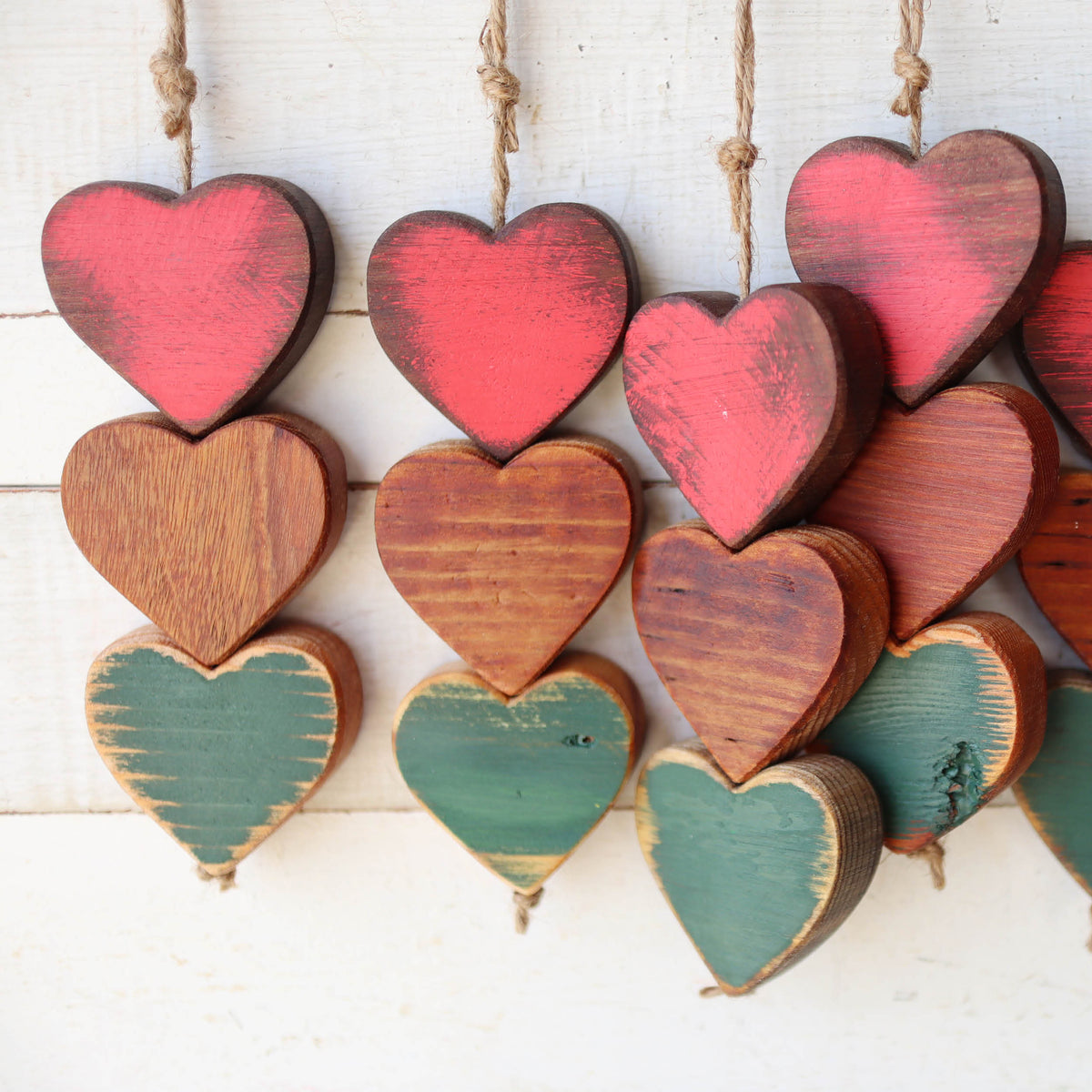Christmas Wooden Heartstrings | Three Connected Hearts