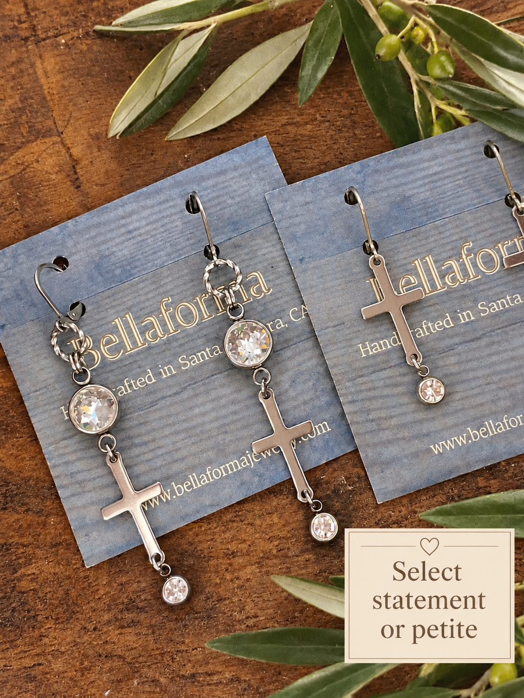 Silver Cross Drop Earrings