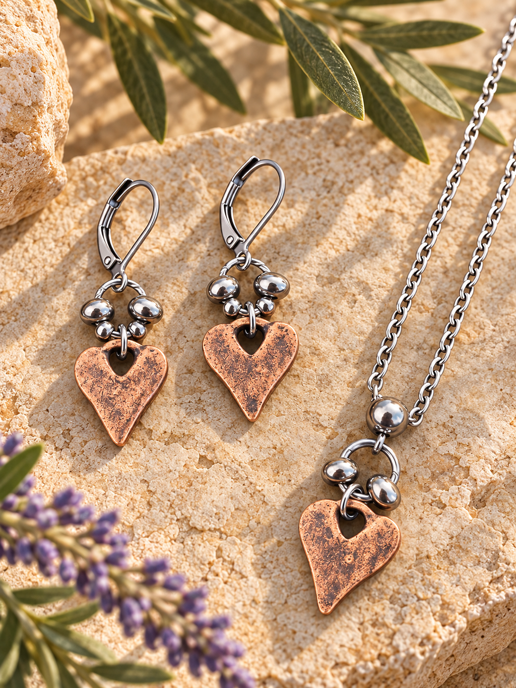 Rustic Heart Pendant Necklace