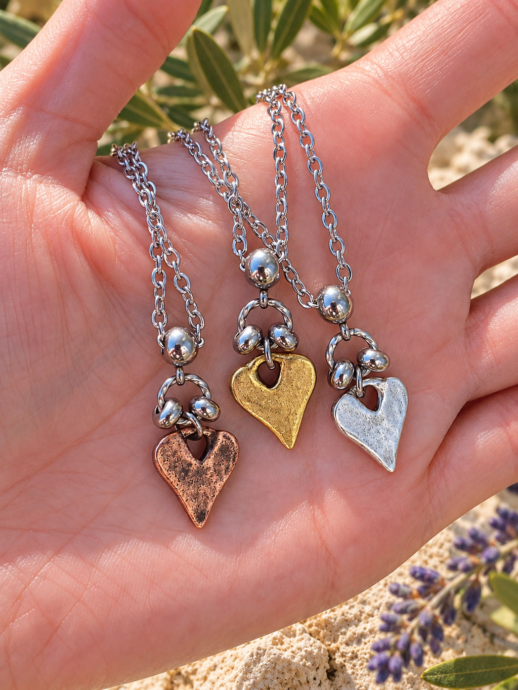 Rustic Heart Pendant Necklace