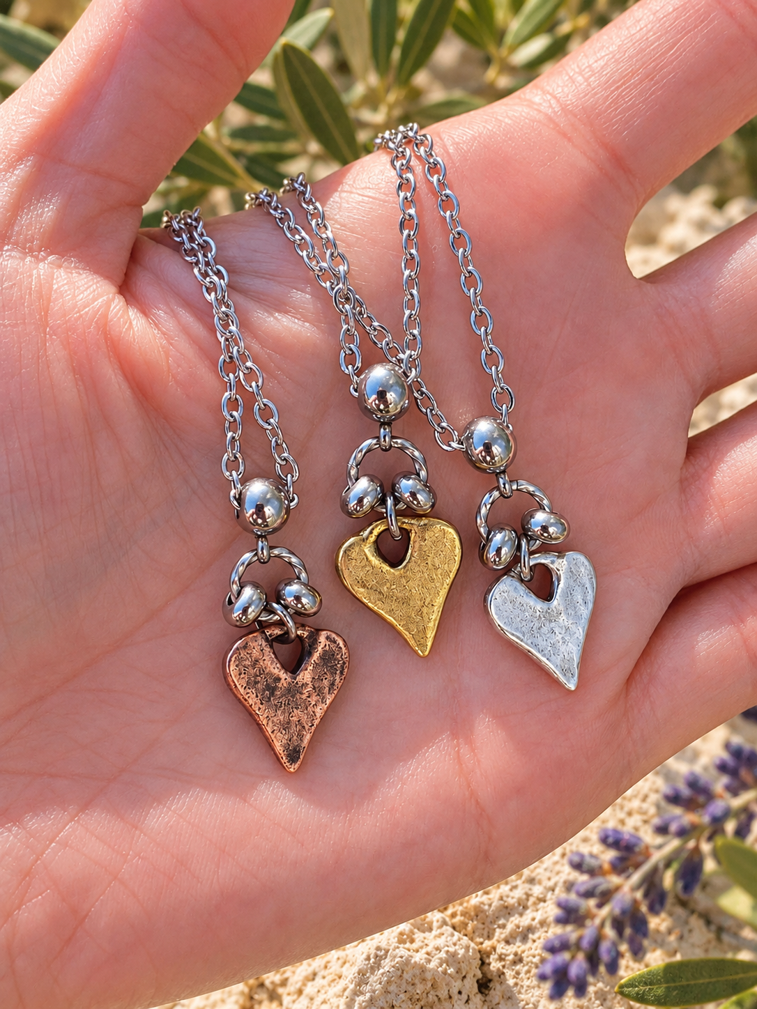 Rustic Heart Pendant Necklace