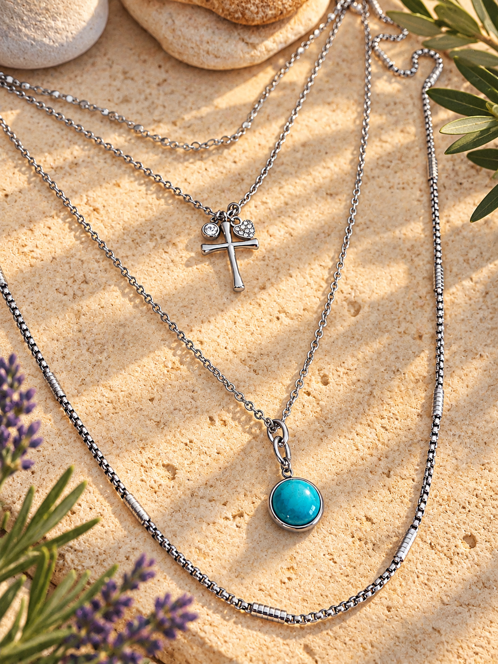 Stone Charm Pendant Necklace