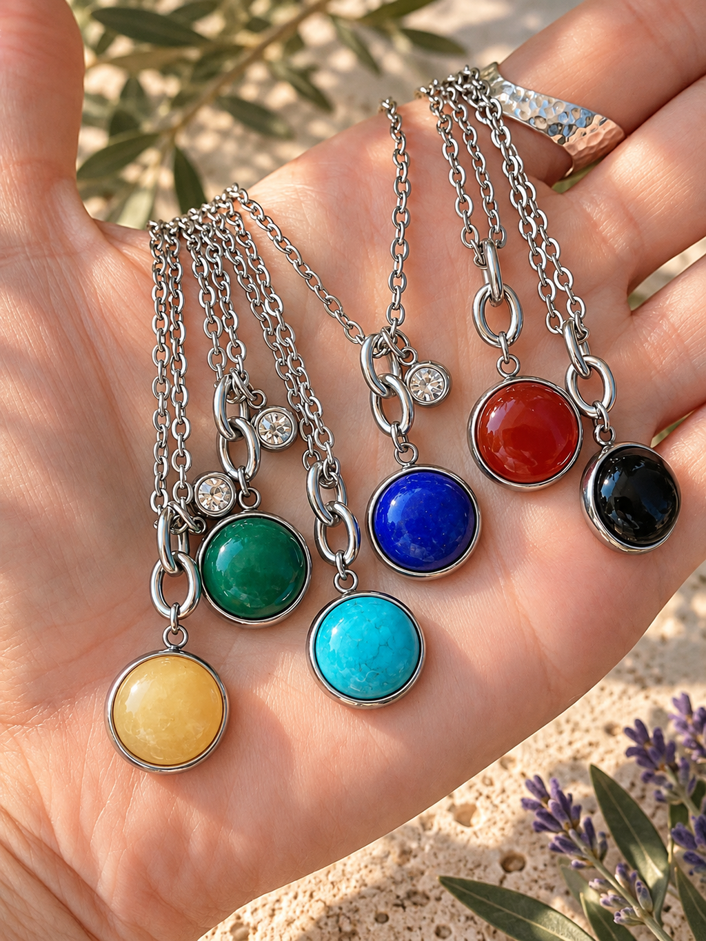 Stone Charm Pendant Necklace