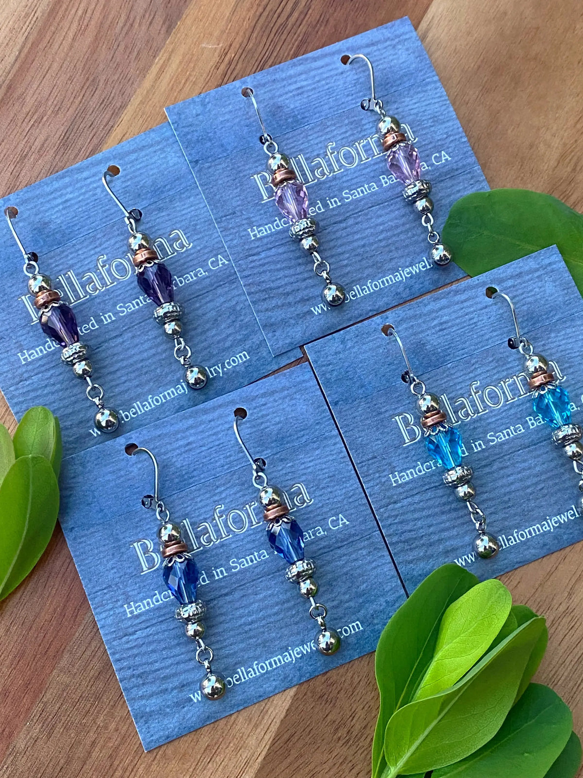 Silver Spice Glass Teardrop Earrings