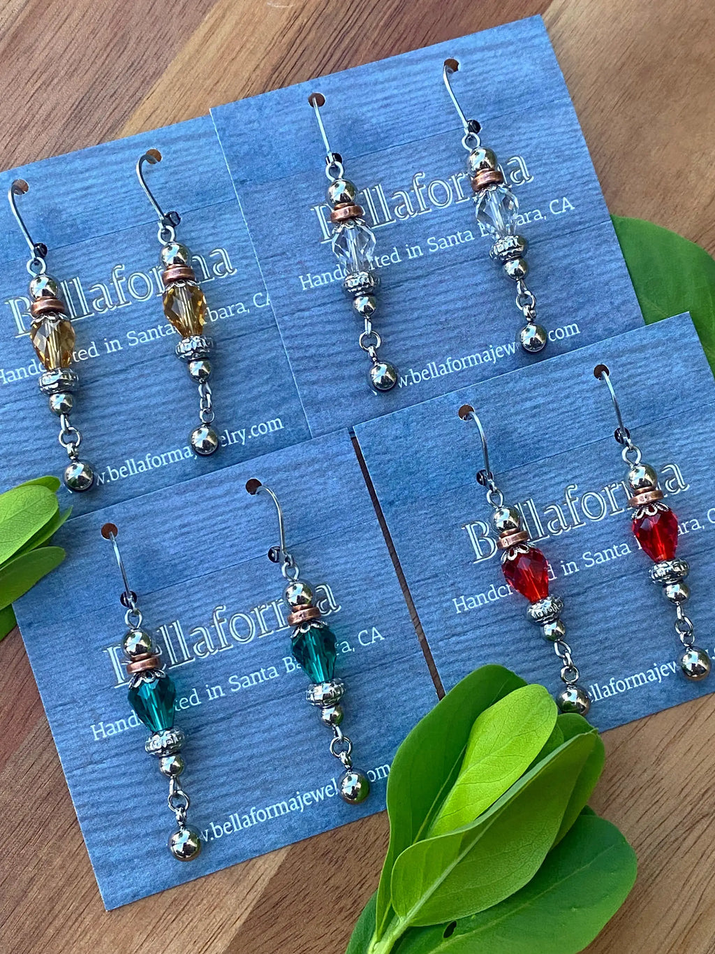 Silver Spice Glass Teardrop Earrings