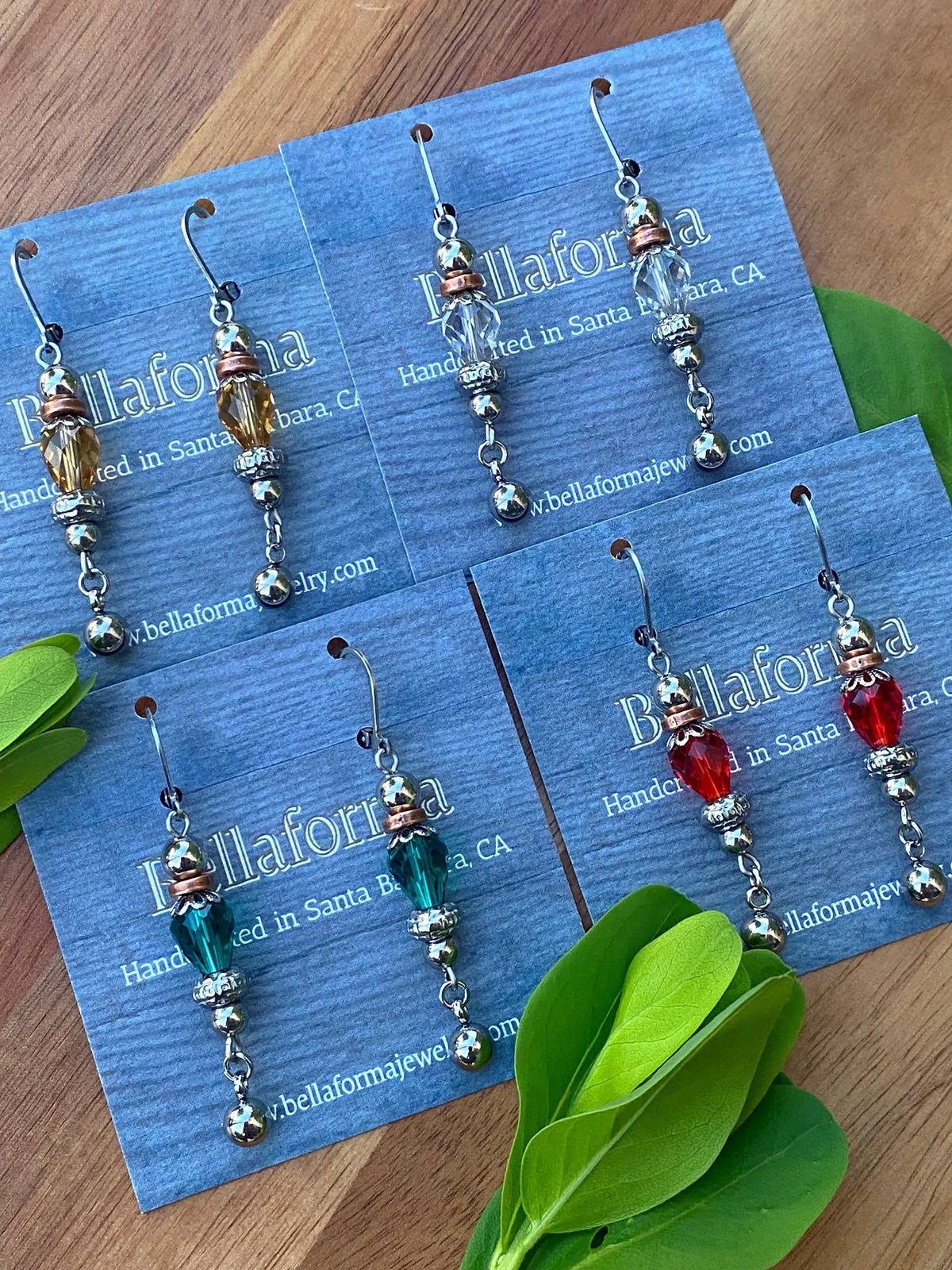 Silver Spice Glass Teardrop Earrings