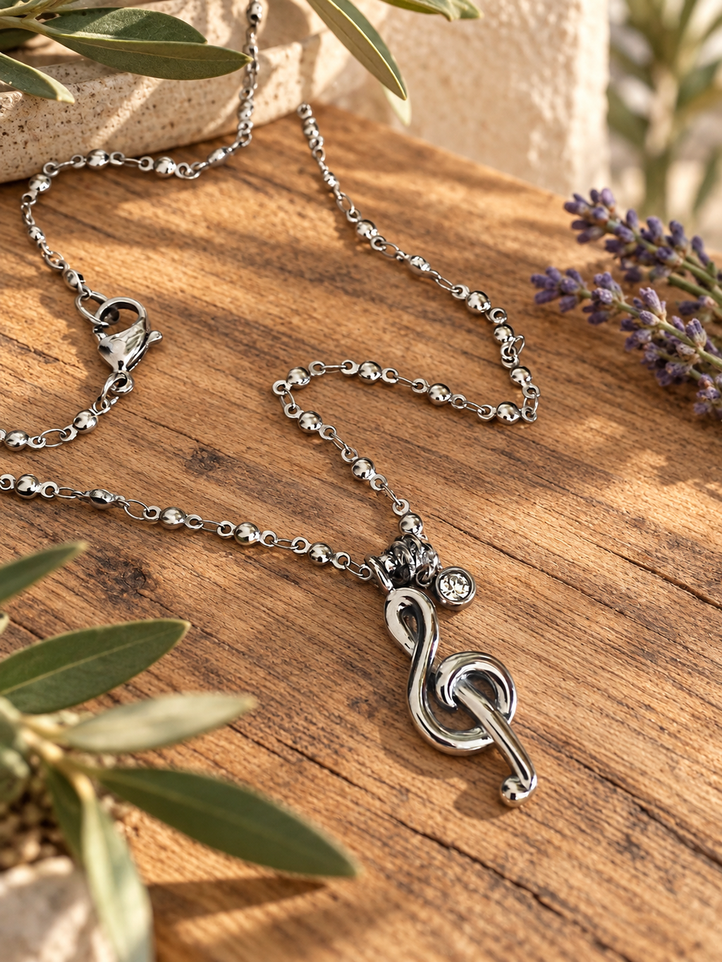 Musical Note Necklace | Treble Clef Pendant