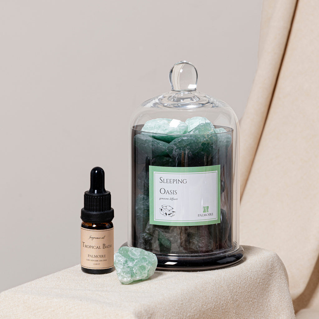 Sleeping Oasis Gemstone Diffuser & Tropical Bath Fragrance Oil