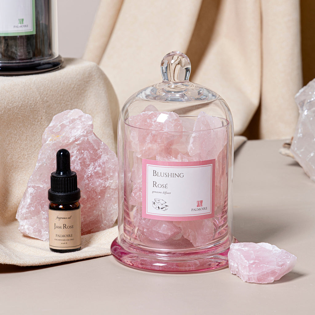 Blushing Rosé Gemstone Diffuser & Jam Rose Fragrance Oil