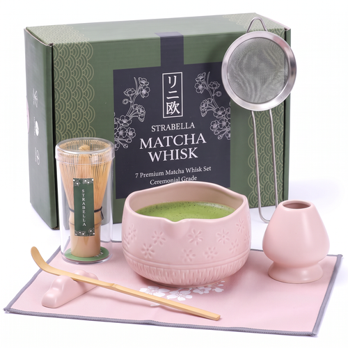 7-Piece Matcha Whisk & Ceramic Bowl Gift Set