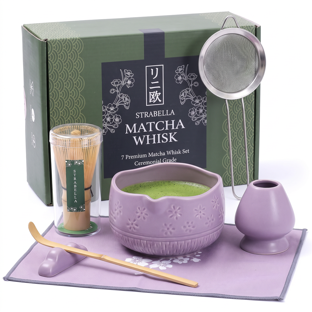 7-Piece Matcha Whisk & Ceramic Bowl Gift Set