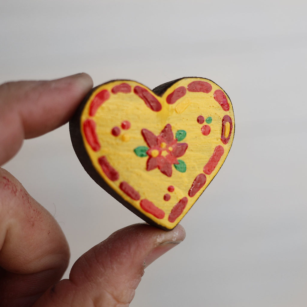 Hand-Painted Wooden Christmas Hearts | Set of 3
