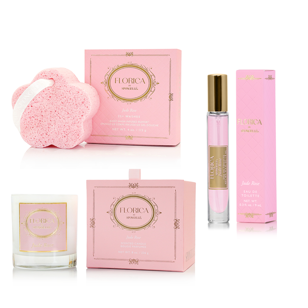 Awakening Jude Rose Body Buffer, Perfume & Candle Gift Set